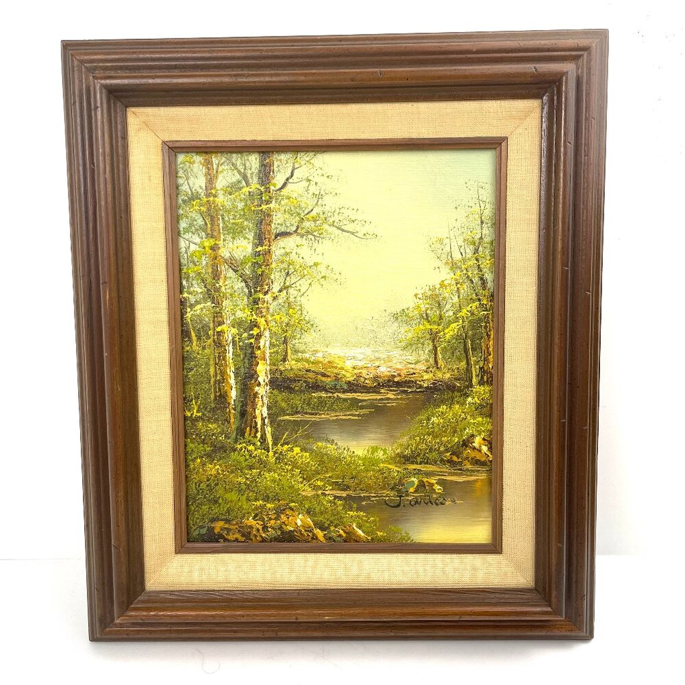Vintage Oil Painting Landscape 8x10 Signed J. Wilcox w/ Frame Certificate 1982